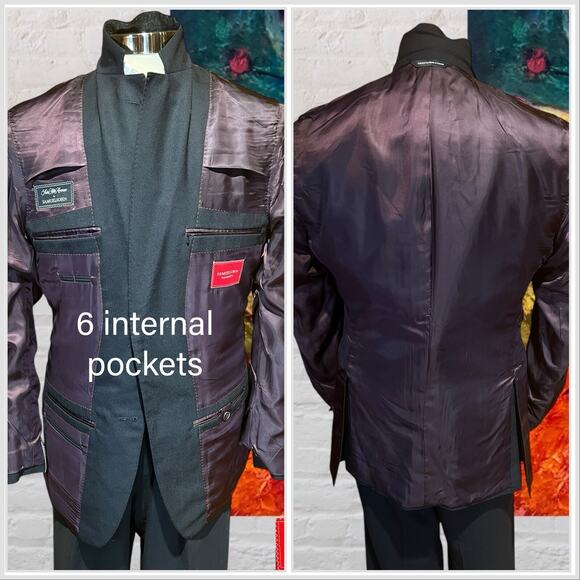 New Samuelsohn Blazer 40R Solid Black Sport Jacket Honeycomb Super 130s - Picture 10 of 16